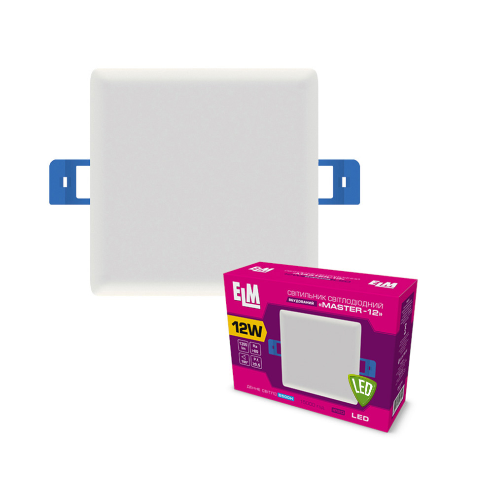 Світильник стельовий вбудований світлодіодний ELM Master 12Вт 6500К IP20